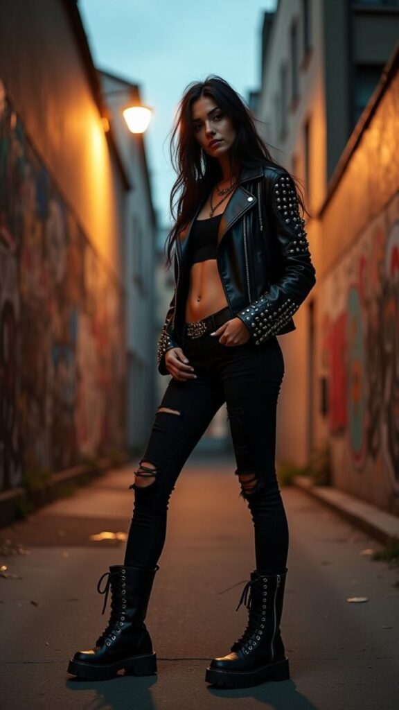 Black Leather Jacket Look