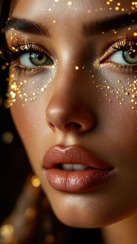 Glittery and Shiny Make-Up Close-Up