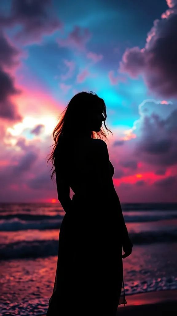 Silhouette Against a Colorful Sky